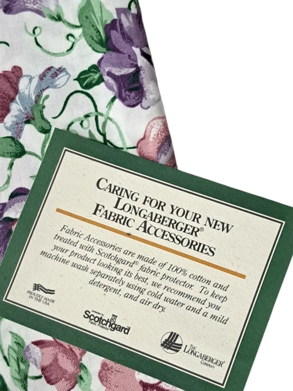 NEW 2 PK LONGABERGER FABRIC NAPKINS SWEET PEA 17